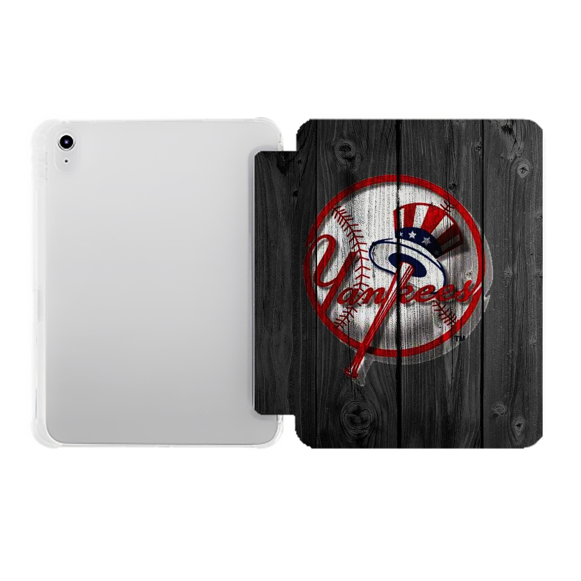 New York Yankees 131 Premium Tri-Fold PU Leather & Silicone IPad Case With Pencil Slot – Fits 9.5,10.5,10.9 – Adjustable Stand, Slim, Protective